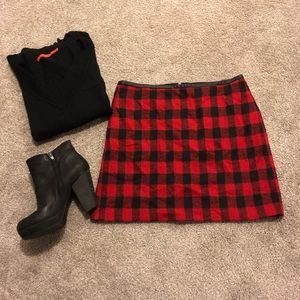 MADEWELL red & black plaid mini skirt